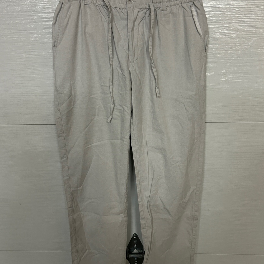 Relaxed Drawstring Chino Pants in Light Gray
